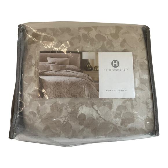 Hotel Collection Foglia 3 Pc Duvet Cover Set Beige King - Picture 3 of 4